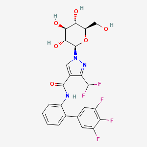 molecular formula C23H20F5N3O6 B12404426 3-(Difluoromethyl)-N-(3',4',5'-trifluoro-[1,1'-biphenyl]-2-yl)-1-((2R,3R,4S,5S,6R)-3,4,5-trihydroxy-6-(hydroxymethyl)tetrahydro-2H-pyran-2-yl)-1H-pyrazole-4-carboxamide CAS No. 2056235-51-7