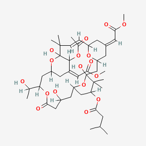 [(5Z,8E,13Z)-12-Acetyloxy-1,11,21-trihydroxy-17-(1-hydroxyethyl)-5,13-bis(2-methoxy-2-oxoethylidene)-10,10,26,26-tetramethyl-19-oxo-18,27,28,29-tetraoxatetracyclo[21.3.1.13,7.111,15]nonacos-8-en-25-yl] 3-methylbutanoate