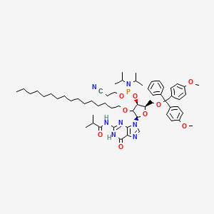 N-[9-[(2R,4S,5R)-5-[[bis(4-methoxyphenyl)-phenylmethoxy]methyl]-4-[2-cyanoethoxy-[di(propan-2-yl)amino]phosphanyl]oxy-3-hexadecoxyoxolan-2-yl]-6-oxo-1H-purin-2-yl]-2-methylpropanamide