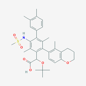 2-Tert-butoxy-2-[4-(3,4-dimethylphenyl)-3-(methanesulfonamido)-2,5-dimethyl-6-(5-methylchroman-6-yl)phenyl]acetic acid