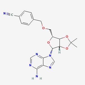 molecular formula C21H22N6O4 B12404933 4-[[(3aS,4R,6R)-4-(6-aminopurin-9-yl)-2,2-dimethyl-3a,4,6,6a-tetrahydrofuro[3,4-d][1,3]dioxol-6-yl]methoxymethyl]benzonitrile 