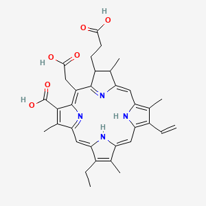 molecular formula C34H36N4O6 B1240496 18-(2-羧乙基)-20-(羧甲基)-12-乙烯基-7-乙基-3,8,13,17-四甲基-17,18,22,23-四氢卟啉-2-羧酸 CAS No. 744956-10-3