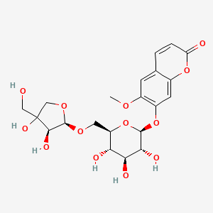 7-[(2S,3R,4S,5S,6R)-6-[[(2R,3S)-3,4-dihydroxy-4-(hydroxymethyl)oxolan-2-yl]oxymethyl]-3,4,5-trihydroxyoxan-2-yl]oxy-6-methoxychromen-2-one