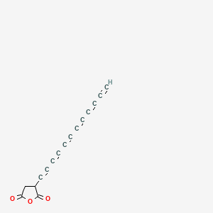 3-Dodeca-1,3,5,7,9,11-hexaynyloxolane-2,5-dione;molecular hydrogen