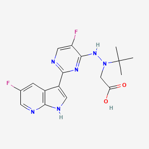 2-[tert-butyl-[[5-fluoro-2-(5-fluoro-1H-pyrrolo[2,3-b]pyridin-3-yl)pyrimidin-4-yl]amino]amino]acetic acid