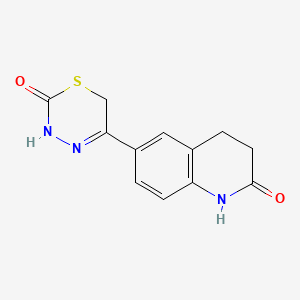 molecular formula C12H11N3O2S B1240512 6-(3,6-Dihydro-2-oxo-2H-1,3,4-thiadiazin-5-yl)-3,4-dihydro-2(1H)-quinolinone CAS No. 103969-58-0