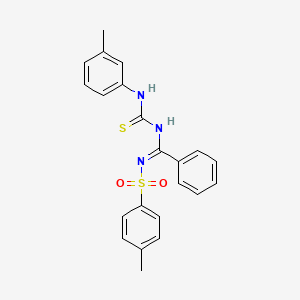 molecular formula C22H21N3O2S2 B1240518 1-(3-methylphenyl)-3-[(E)-N-(4-methylphenyl)sulfonyl-C-phenylcarbonimidoyl]thiourea 