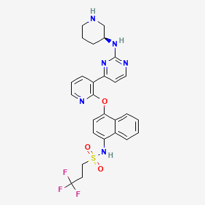 3,3,3-trifluoro-N-[4-[3-[2-[[(3S)-piperidin-3-yl]amino]pyrimidin-4-yl]pyridin-2-yl]oxynaphthalen-1-yl]propane-1-sulfonamide