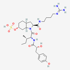 molecular formula C29H46N6O9S B12405314 [(2S,3aS,6R,7aS)-2-[4-(diaminomethylideneamino)butylcarbamoyl]-1-[(2R,3S)-2-[[(2R)-2-hydroxy-3-(4-hydroxyphenyl)propanoyl]amino]-3-methylpentanoyl]-2,3,3a,4,5,6,7,7a-octahydroindol-6-yl] hydrogen sulfate 