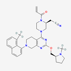 molecular formula C33H39N7O2 B12405418 2-[(2S)-1-prop-2-enoyl-4-[7-[8-(trideuteriomethyl)naphthalen-1-yl]-2-[[(2S)-1-(trideuteriomethyl)pyrrolidin-2-yl]methoxy]-6,8-dihydro-5H-pyrido[3,4-d]pyrimidin-4-yl]piperazin-2-yl]acetonitrile 