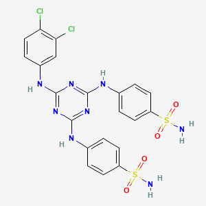 4-[[4-(3,4-dichloroanilino)-6-(4-sulfamoylanilino)-1,3,5-triazin-2-yl]amino]benzenesulfonamide