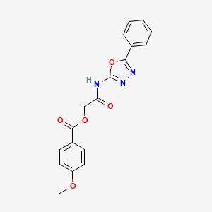 molecular formula C18H15N3O5 B1240553 4-Methoxybenzoic acid [2-oxo-2-[(5-phenyl-1,3,4-oxadiazol-2-yl)amino]ethyl] ester 