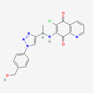 6-Chloro-7-[1-[1-[4-(hydroxymethyl)phenyl]triazol-4-yl]ethylamino]quinoline-5,8-dione