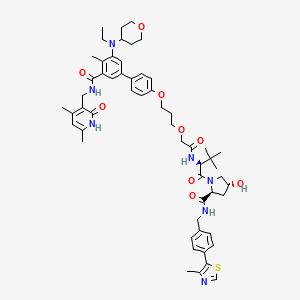 (2S,4R)-1-[(2S)-2-[[2-[3-[4-[3-[(4,6-dimethyl-2-oxo-1H-pyridin-3-yl)methylcarbamoyl]-5-[ethyl(oxan-4-yl)amino]-4-methylphenyl]phenoxy]propoxy]acetyl]amino]-3,3-dimethylbutanoyl]-4-hydroxy-N-[[4-(4-methyl-1,3-thiazol-5-yl)phenyl]methyl]pyrrolidine-2-carboxamide