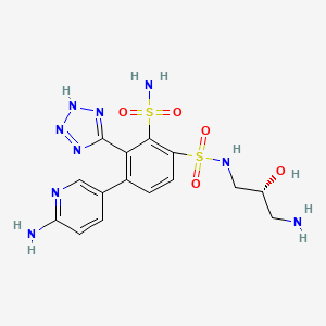 1-N-[(2R)-3-amino-2-hydroxypropyl]-4-(6-aminopyridin-3-yl)-3-(2H-tetrazol-5-yl)benzene-1,2-disulfonamide