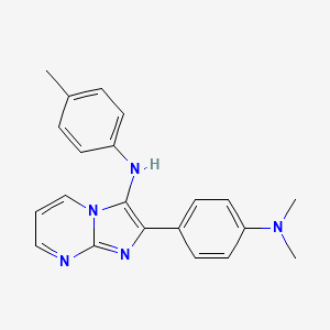 molecular formula C21H21N5 B1240577 2-[4-(dimethylamino)phenyl]-N-(4-methylphenyl)imidazo[1,2-a]pyrimidin-3-amine 
