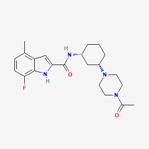 molecular formula C22H29FN4O2 B12405902 N-[(1R,3S)-3-(4-acetylpiperazin-1-yl)cyclohexyl]-7-fluoro-4-methyl-1H-indole-2-carboxamide 