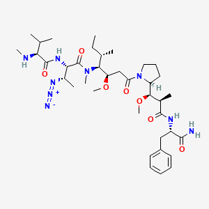 molecular formula C38H63N9O7 B12405957 (2S)-N-[(2S,3S)-1-[[(3R,4S,5S)-1-[(2S)-2-[(1R,2R)-3-[[(2S)-1-amino-1-oxo-3-phenylpropan-2-yl]amino]-1-methoxy-2-methyl-3-oxopropyl]pyrrolidin-1-yl]-3-methoxy-5-methyl-1-oxoheptan-4-yl]-methylamino]-3-azido-1-oxobutan-2-yl]-3-methyl-2-(methylamino)butanamide 