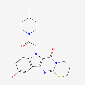 molecular formula C21H23FN4O2S B1240599 10-氟-7-[2-(4-甲基哌啶-1-基)-2-氧代乙基]-3,4-二氢-2H-[1,3]噻嗪并[3',2':1,2]嘧啶并[5,4-b]吲哚-6(7H)-酮 