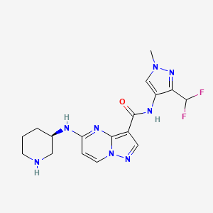 molecular formula C17H20F2N8O B12406058 N-[3-(difluoromethyl)-1-methylpyrazol-4-yl]-5-[[(3R)-piperidin-3-yl]amino]pyrazolo[1,5-a]pyrimidine-3-carboxamide 