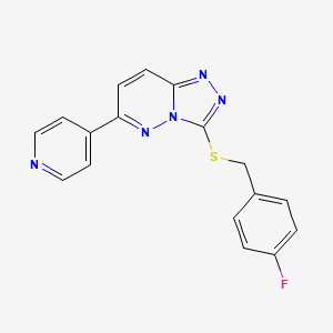 molecular formula C17H12FN5S B1240607 3-[(4-氟苯基)甲硫基]-6-吡啶-4-基-[1,2,4]三唑并[4,3-b]哒嗪 
