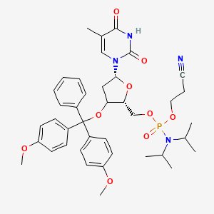 molecular formula C40H49N4O9P B12406127 3-[[(2R,5R)-3-[bis(4-methoxyphenyl)-phenylmethoxy]-5-(5-methyl-2,4-dioxopyrimidin-1-yl)oxolan-2-yl]methoxy-[di(propan-2-yl)amino]phosphoryl]oxypropanenitrile 