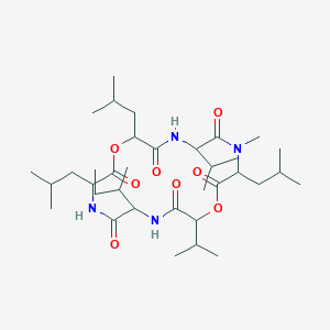 molecular formula C35H62N4O8 B12406168 (3S,6S,9S,12R,15R,18S)-15-[(2S)-Butan-2-yl]-4-methyl-3,9,12-tris(2-methylpropyl)-6,18-di(propan-2-yl)-1,10-dioxa-4,7,13,16-tetrazacy clooctadecane-2,5,8,11,14,17-hexone 