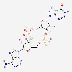 9-[(1R,9R,10R,18R)-17-(6-aminopurin-9-yl)-9,18-difluoro-3,12-dihydroxy-3-oxo-12-sulfanylidene-2,4,7,11,13,16-hexaoxa-3lambda5,12lambda5-diphosphatricyclo[13.3.0.06,10]octadecan-8-yl]-1H-purin-6-one