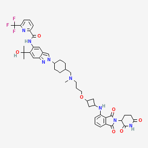 N-[2-[4-[[3-[3-[[2-(2,6-dioxopiperidin-3-yl)-1,3-dioxoisoindol-4-yl]amino]cyclobutyl]oxypropyl-methylamino]methyl]cyclohexyl]-6-(2-hydroxypropan-2-yl)indazol-5-yl]-6-(trifluoromethyl)pyridine-2-carboxamide