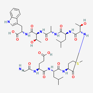 (4S)-4-[(2-aminoacetyl)amino]-5-[[(2S)-1-[[(2S)-1-[[(2S,3R)-1-[[(2S)-1-[[(2S)-1-[[(2S,3R)-1-[[(1S)-1-carboxy-2-(1H-indol-3-yl)ethyl]amino]-3-hydroxy-1-oxobutan-2-yl]amino]-1-oxopropan-2-yl]amino]-4-methyl-1-oxopentan-2-yl]amino]-3-hydroxy-1-oxobutan-2-yl]amino]-4-methylsulfanyl-1-oxobutan-2-yl]amino]-4-methyl-1-oxopentan-2-yl]amino]-5-oxopentanoic acid