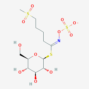 molecular formula C12H22NO11S3- B1240659 Glucopyranose, 1-thio-, 1-(5-(methylsulfonyl)valerohydroximate) NO-(hydrogen sulfate), monopotassium salt, beta-D- 