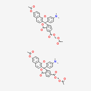 Acetyloxymethyl 3'-acetyloxy-10'-(dimethylamino)-1-oxospiro[2-benzofuran-3,7'-benzo[c]xanthene]-5-carboxylate;acetyloxymethyl 3'-acetyloxy-10'-(dimethylamino)-3-oxospiro[2-benzofuran-1,7'-benzo[c]xanthene]-5-carboxylate