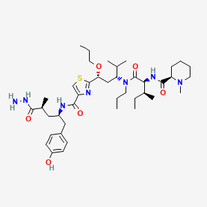 molecular formula C41H67N7O6S B12407095 N-[(2R,4S)-5-hydrazinyl-1-(4-hydroxyphenyl)-4-methyl-5-oxopentan-2-yl]-2-[(1R,3R)-4-methyl-3-[[(2S,3S)-3-methyl-2-[[(2R)-1-methylpiperidine-2-carbonyl]amino]pentanoyl]-propylamino]-1-propoxypentyl]-1,3-thiazole-4-carboxamide 