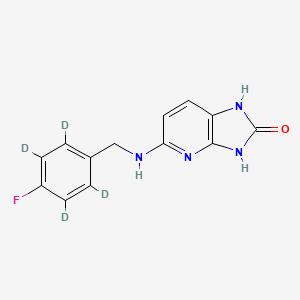 molecular formula C13H11FN4O B12407202 5-[[(4-Fluorophenyl)methyl]amino]-1,3-dihydro-2H-imidazo[4,5-b]pyridin-2-one-d4 