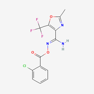 molecular formula C13H9ClF3N3O3 B1240725 N'-[(2-氯苯甲酰)氧基]-2-甲基-5-(三氟甲基)-1,3-恶唑-4-甲酰胺 