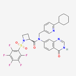 molecular formula C30H26F5N5O4S B12407335 (2R)-N-[(6-cyclohexylpyridin-3-yl)methyl]-N-(4-oxo-3H-quinazolin-7-yl)-1-(2,3,4,5,6-pentafluorophenyl)sulfonylazetidine-2-carboxamide 