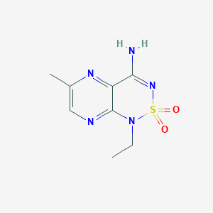 molecular formula C8H11N5O2S B1240734 1-Ethyl-6-methyl-2,2-dioxopyrazino[2,3-c][1,2,6]thiadiazin-4-amine 