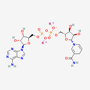 molecular formula C21H27K2N7O14P2 B12407419 dipotassium;[[(2R,3S,4R,5R)-5-(6-aminopurin-9-yl)-3,4-dihydroxyoxolan-2-yl]methoxy-oxidophosphoryl] [(2R,3S,4R,5R)-5-(3-carbamoyl-4H-pyridin-1-yl)-3,4-dihydroxyoxolan-2-yl]methyl phosphate 