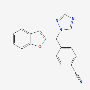 molecular formula C18H12N4O B1240774 Benzonitrile, 4-(2-benzofuranyl-1H-1,2,4-triazol-1-ylmethyl)- 