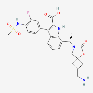 7-[(1S)-1-[2-(aminomethyl)-6-oxo-5-oxa-7-azaspiro[3.4]octan-7-yl]ethyl]-3-[3-fluoro-4-(methanesulfonamido)phenyl]-1H-indole-2-carboxylic acid