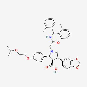 molecular formula C40H44N2O7 B1240806 (2R,3R,4S)-4-Benzo[1,3]dioxol-5-yl-1-[(di-o-tolylmethyl-carbamoyl)-methyl]-2-[4-(2-isopropoxy-ethoxy)-phenyl]-pyrrolidine-3-carboxylic acid; TFA 