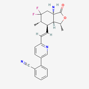 molecular formula C24H23F2N3O2 B12408083 2-[6-[(E)-2-[(3R,3aS,4R,5S,7aS)-7a-amino-6,6-difluoro-3,5-dimethyl-1-oxo-3a,4,5,7-tetrahydro-3H-2-benzofuran-4-yl]ethenyl]pyridin-3-yl]benzonitrile 