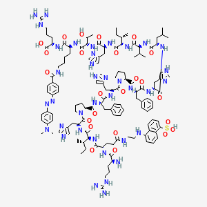 molecular formula C129H179N37O24S B12408432 Arg-Glu(edans)-Ile-His-Pro-Phe-His-Pro-Phe-His-Leu-Val-Ile-His-Thr-Lys(dabcyl)-Arg 