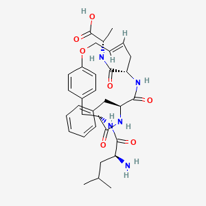 (2S)-2-[[(4E,7S,10S,13S)-13-[[(2S)-2-amino-4-methylpentanoyl]amino]-10-benzyl-9,12-dioxo-2-oxa-8,11-diazabicyclo[13.2.2]nonadeca-1(17),4,15,18-tetraene-7-carbonyl]amino]propanoic acid