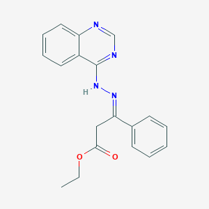 molecular formula C19H18N4O2 B1240875 ethyl (3E)-3-phenyl-3-(quinazolin-4-ylhydrazinylidene)propanoate 