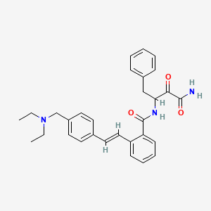 molecular formula C30H33N3O3 B1240881 N-(4-amino-3,4-dioxo-1-phenylbutan-2-yl)-2-[(E)-2-[4-(diethylaminomethyl)phenyl]ethenyl]benzamide 