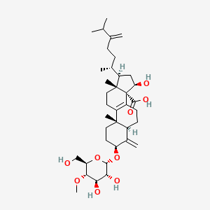 molecular formula C37H58O9 B1240888 (3S,5R,10S,13R,14S,15R,17R)-3-[(2S,3R,4R,5S,6R)-3,4-dihydroxy-6-(hydroxymethyl)-5-methoxyoxan-2-yl]oxy-15-hydroxy-10,13-dimethyl-4-methylidene-17-[(2R)-6-methyl-5-methylideneheptan-2-yl]-2,3,5,6,7,11,12,15,16,17-decahydro-1H-cyclopenta[a]phenanthrene-14-carboxylic acid 