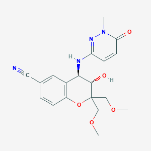 molecular formula C19H22N4O5 B1240904 (3S,4R)-3-hydroxy-2,2-bis(methoxymethyl)-4-[(1-methyl-6-oxopyridazin-3-yl)amino]-3,4-dihydrochromene-6-carbonitrile 