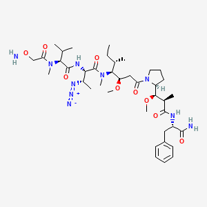 (2S)-N-[(2S,3S)-1-[[(3R,4S,5S)-1-[(2S)-2-[(1R,2R)-3-[[(2S)-1-amino-1-oxo-3-phenylpropan-2-yl]amino]-1-methoxy-2-methyl-3-oxopropyl]pyrrolidin-1-yl]-3-methoxy-5-methyl-1-oxoheptan-4-yl]-methylamino]-3-azido-1-oxobutan-2-yl]-2-[(2-aminooxyacetyl)-methylamino]-3-methylbutanamide