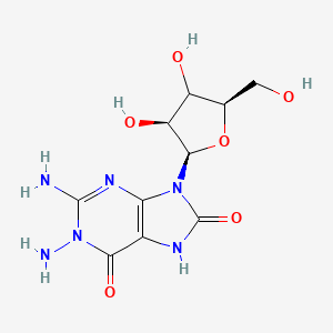 molecular formula C10H14N6O6 B12409058 1-Amino-7,8-dihydro-8-oxo-9-(|A-D-xylofuranosyl) guanine 